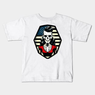 Fun Rockabilly Patriotic Skeleton Kids T-Shirt